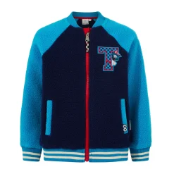 Aberfield Shaun the Sheep Kids Sherpa Varsity Bomber Jacket - Night Blue/Bondi Blue