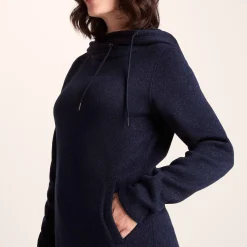 Acer Womens Oversized Supersoft Knitlook Fleece Hoody - Oxford Blue Marl