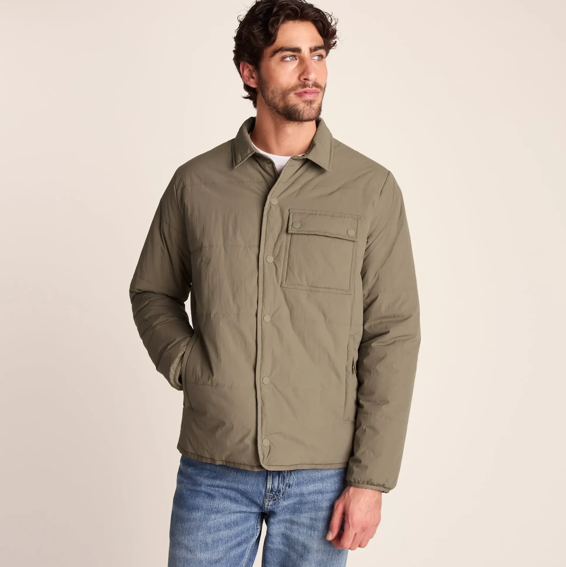 Adamson Mens Shower Resistant Insulated Shacket - Mushroom