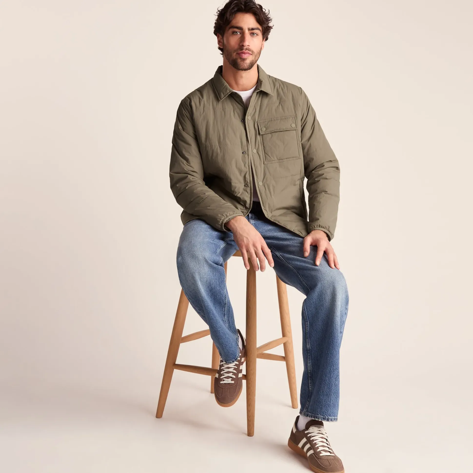 Adamson Mens Shower Resistant Insulated Shacket - Mushroom