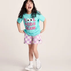 Afrino Kids Shaun the Sheep Sweatshort - Liliac Haze/Woolly Checkerboard