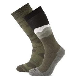 Aleko Mens Ski Socks - Khaki/Black