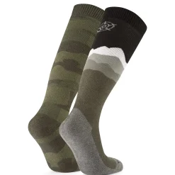 Aleko Mens Ski Socks - Khaki/Black