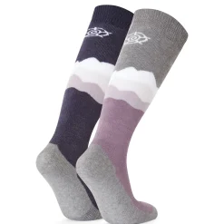 Allevard Womens Ski Socks - Lavender Grey/Oxford Blue