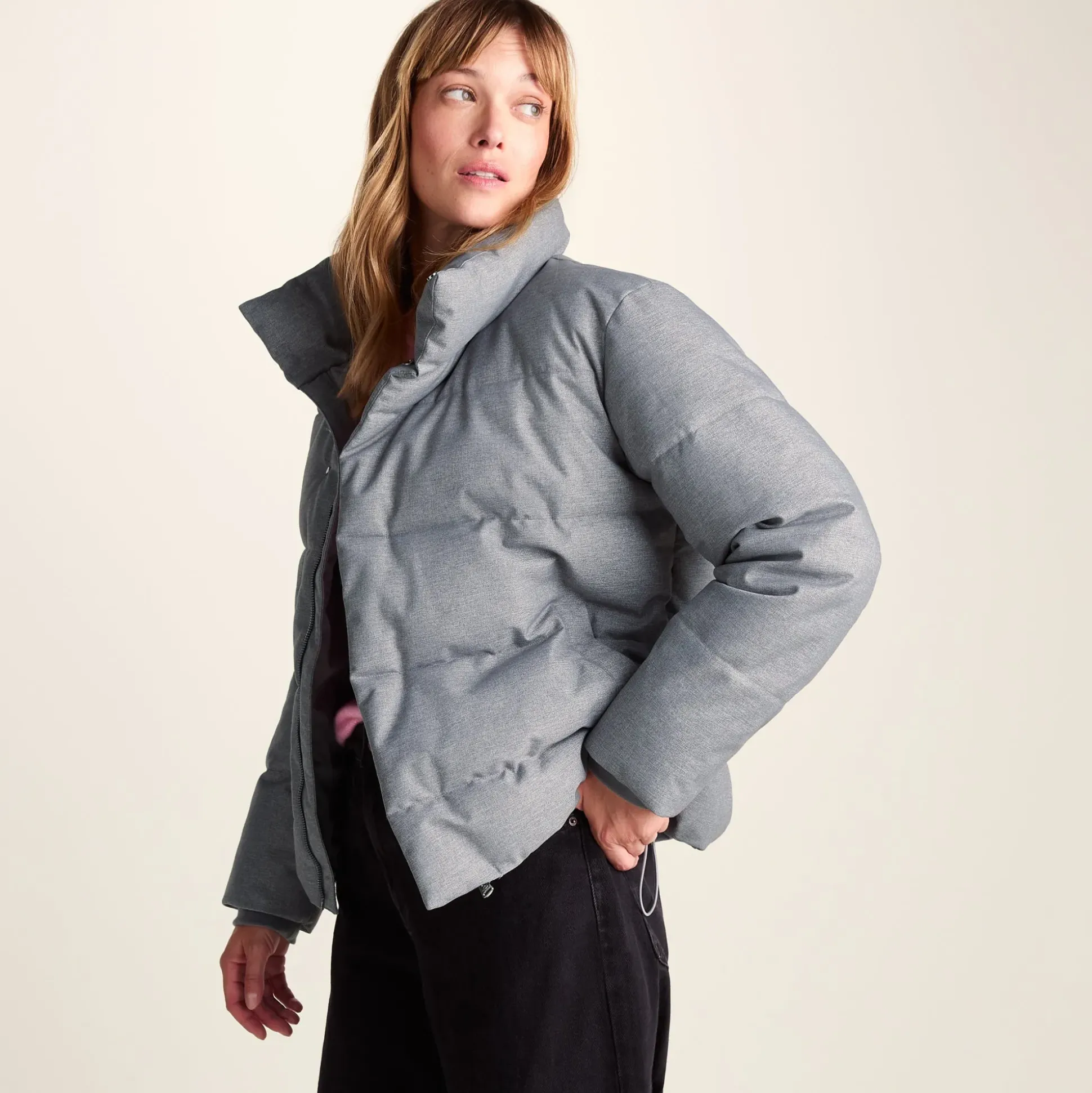 Allitt Womens Short Insulated Padded Jacket - Ice Grey Melange