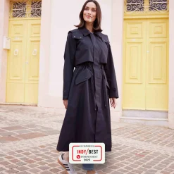 Alva Womens Waterproof Trench Coat - Black