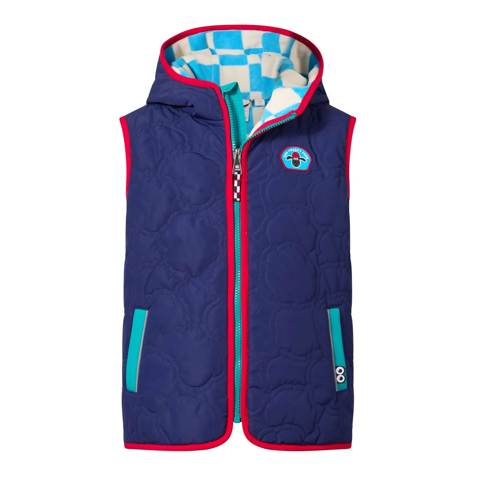 Ancon Shaun the Sheep Kids Insulated Quilted Gilet Microfleece Lining - Night Blue