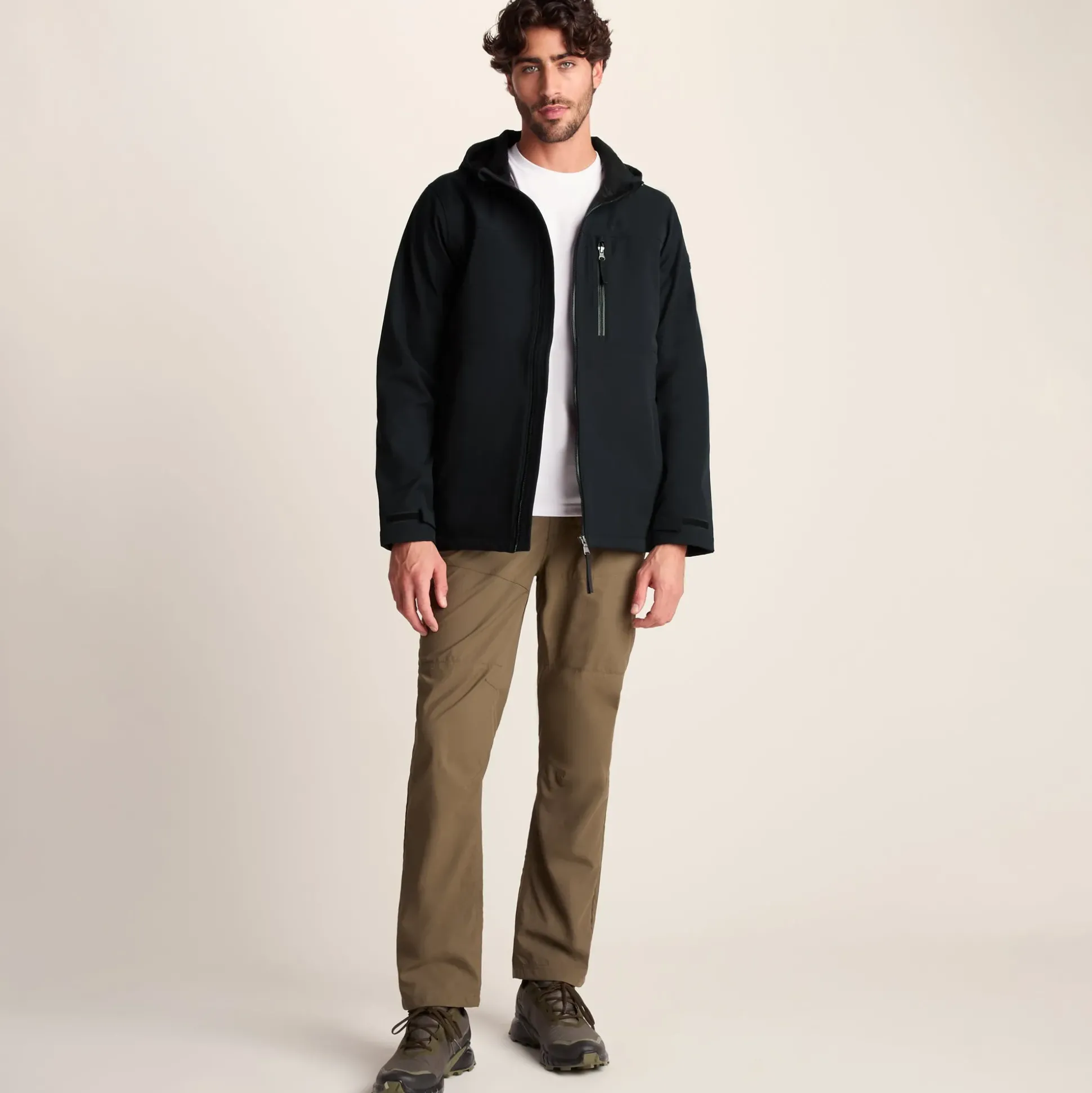 Andro Mens Hooded Waterproof Softshell Jacket - Black