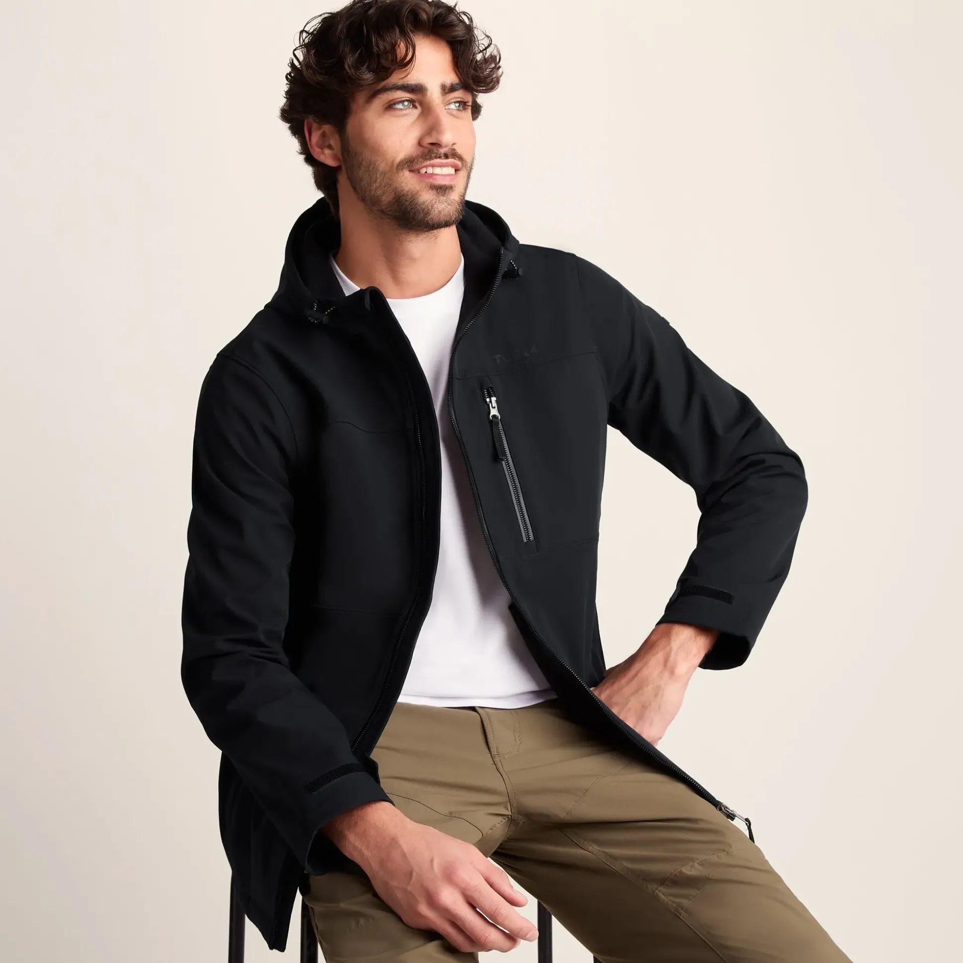 Andro Mens Hooded Waterproof Softshell Jacket - Black