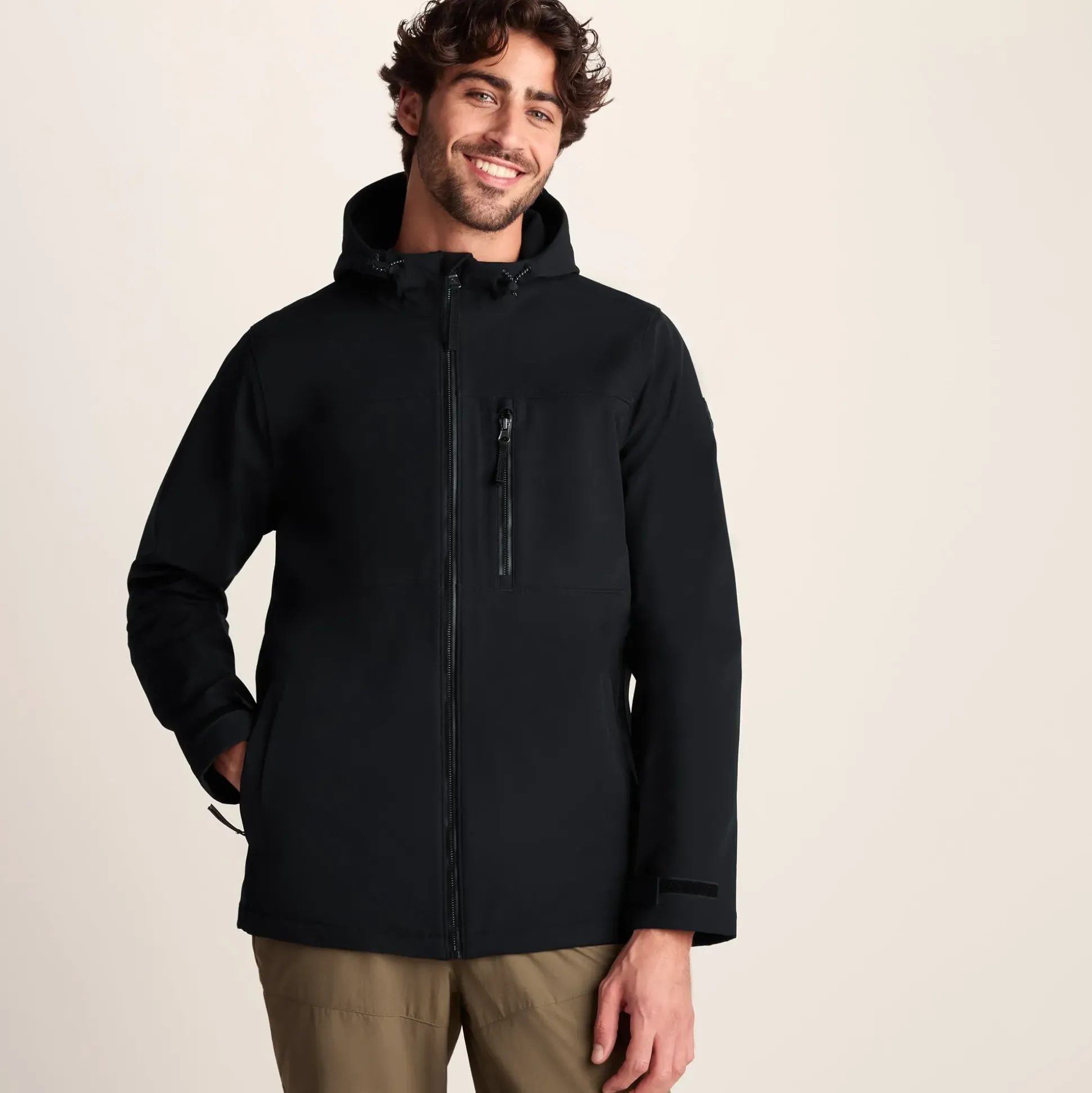 Andro Mens Hooded Waterproof Softshell Jacket - Black