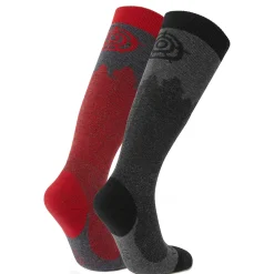 Aprica 2 Pack Mens Ski Sock - Black/Chilli Red