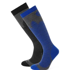Aprica 2 Pack Mens Ski Sock - Black/Royal Blue