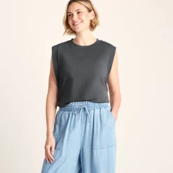 April Womens 100% Cotton Supersoft Boxy Fit Vest - Deep Slate