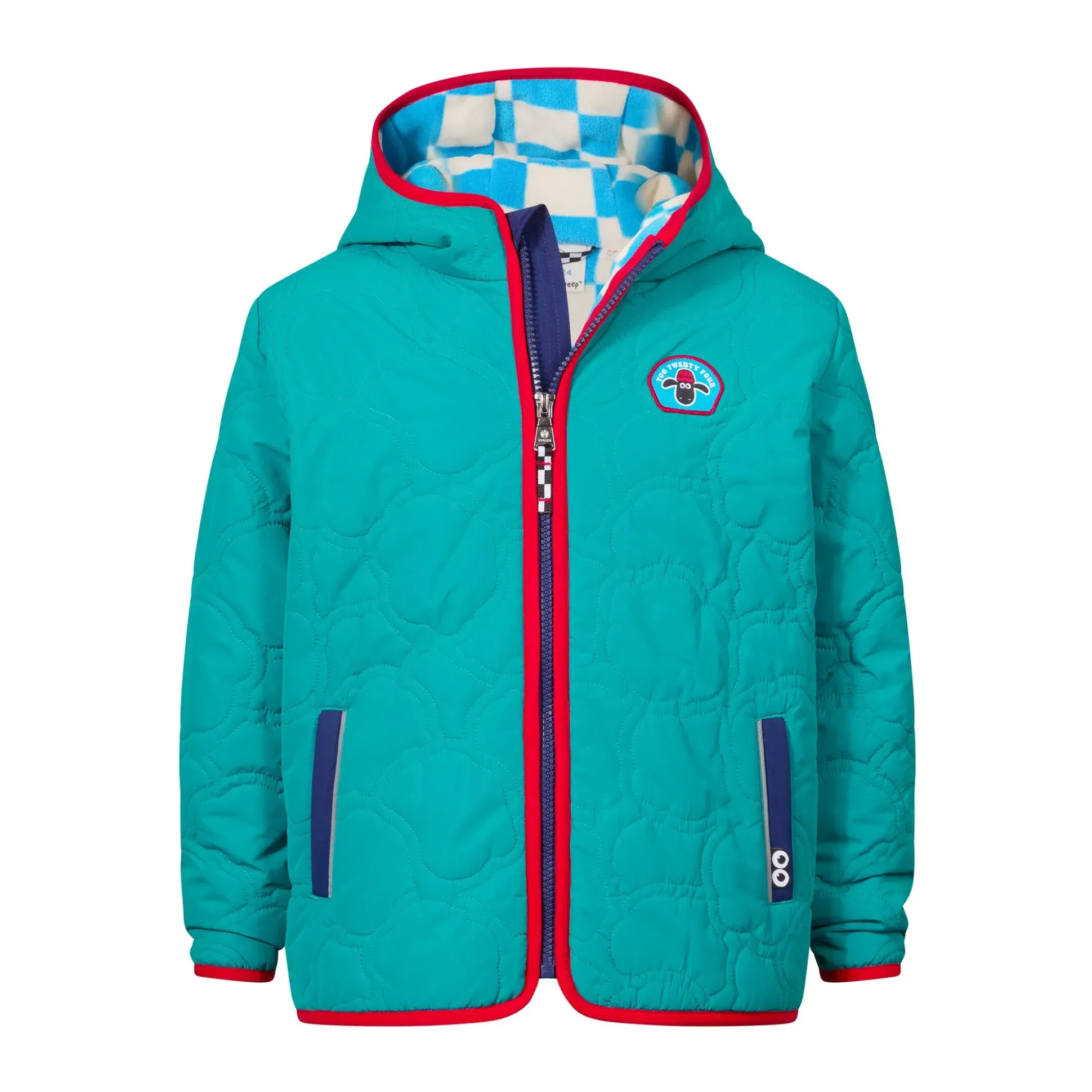 Arapawa Shaun the Sheep Kids Insulated Quilted Coat Microfleece Lining - Peacock Green