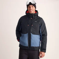 Avoriaz Mens Performance Waterproof Insulated Ski Jacket - Black/Fjord Blue