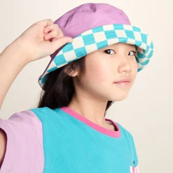 Balkhi Kids Shaun the Sheep Bucket Hat - Spearmint/Woolly Checkerboard