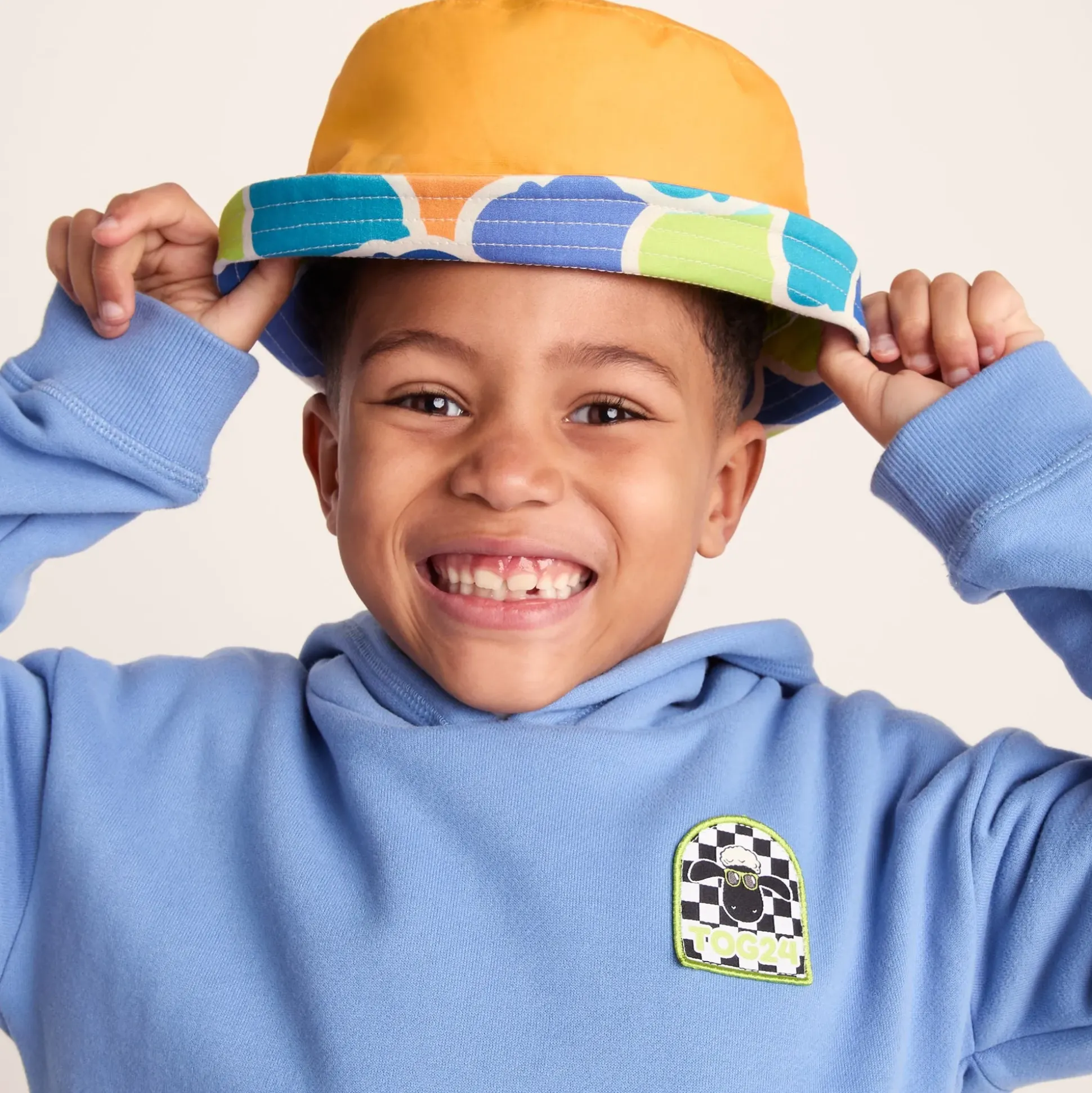 Balkhi Kids Shaun the Sheep Bucket Hat - Lime Cloud Print