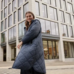 Banton Womens Oversized Shower Resistant Insulated Jacket - Washed Blue