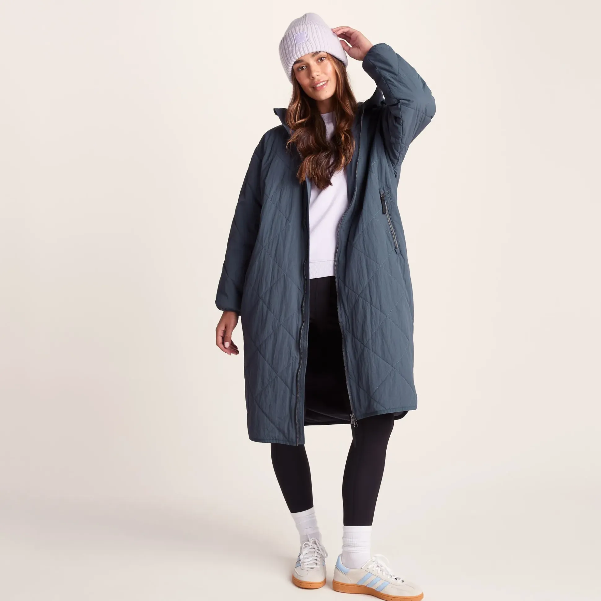 Banton Womens Oversized Shower Resistant Insulated Jacket - Washed Blue