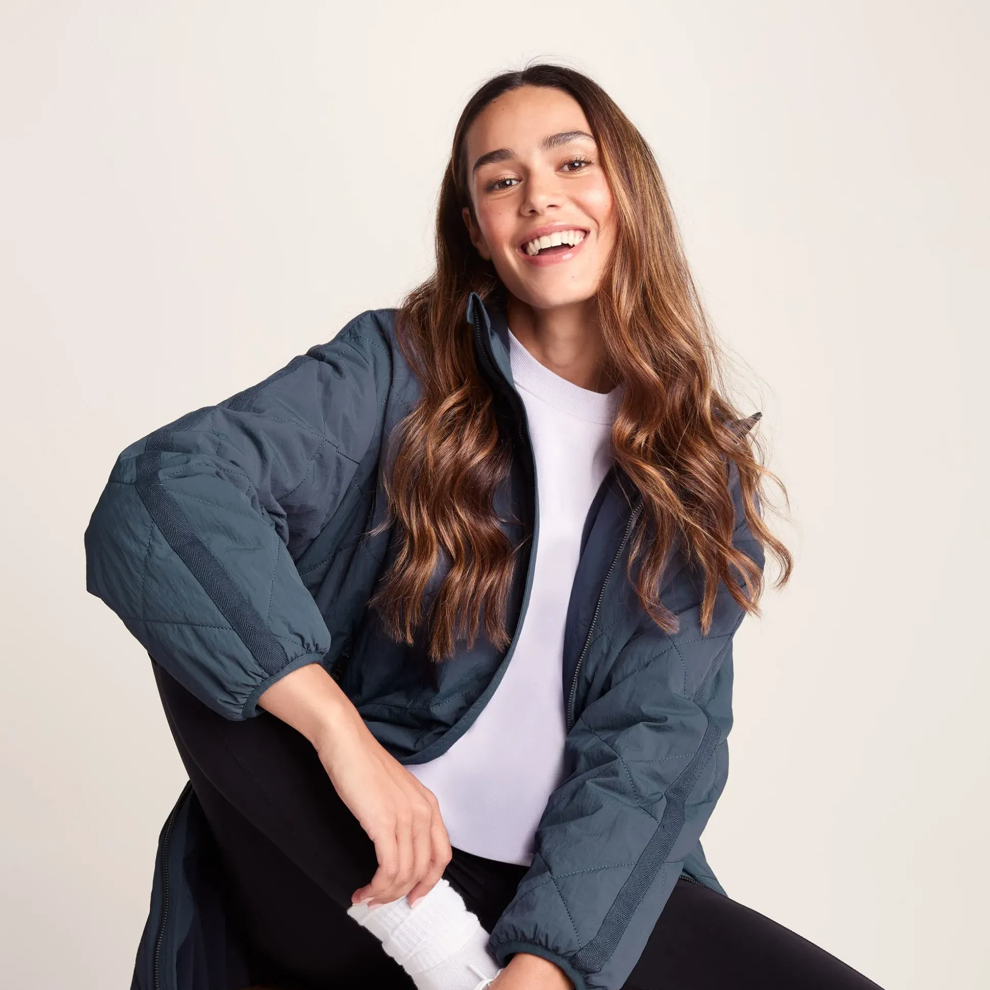 Banton Womens Oversized Shower Resistant Insulated Jacket - Washed Blue