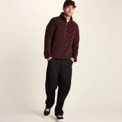 Barker Mens Midweight Microfleece Half Zip Pullover - Deep Brown