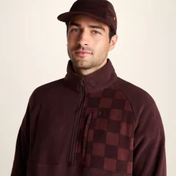 Barker Mens Midweight Microfleece Half Zip Pullover - Deep Brown