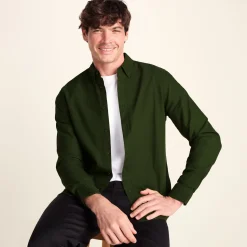 Barry Mens Long Sleeved Cotton Oxford Shirt - Leaf Green