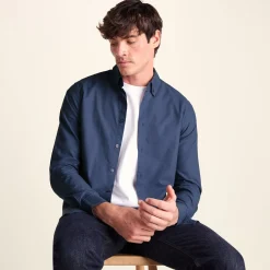 Barry Mens Long Sleeved Cotton Oxford Shirt - Smokey Blue