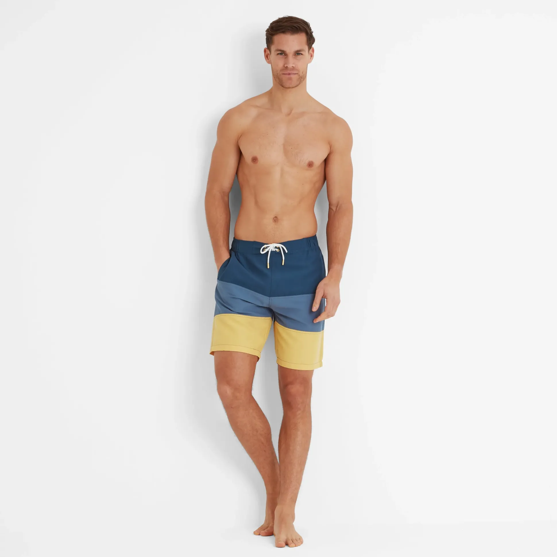 Bendon Mens Swimshorts - Inky Blue/Blue Dolphin/Sunflower