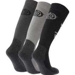 Bergenz 3 Pack Mens Ski Socks - Black/Soot Grey/Moon Grey