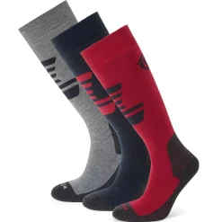 Bergenz 3 Pack Womens Ski Socks - Dark Indigo/Dark Pink/Light Grey Marl