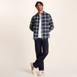 Bertram Mens Long Sleeve Cotton Flannel Shirt - Arctic Blue Check