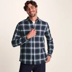 Bertram Mens Long Sleeve Cotton Flannel Shirt - Arctic Blue Check