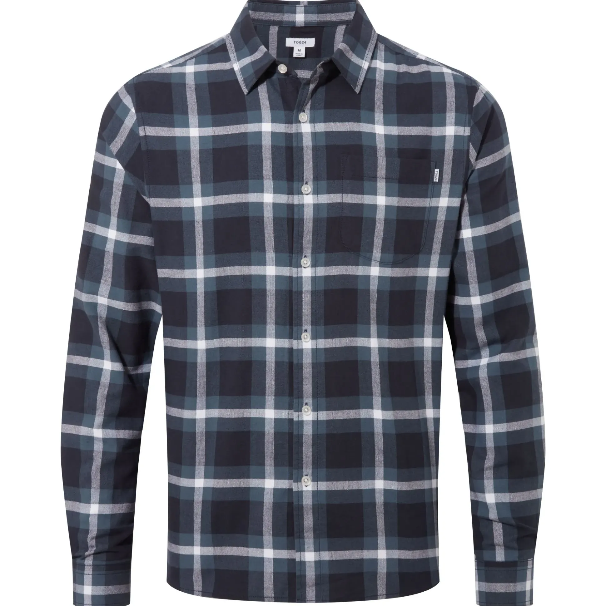Bertram Mens Long Sleeve Cotton Flannel Shirt - Arctic Blue Check