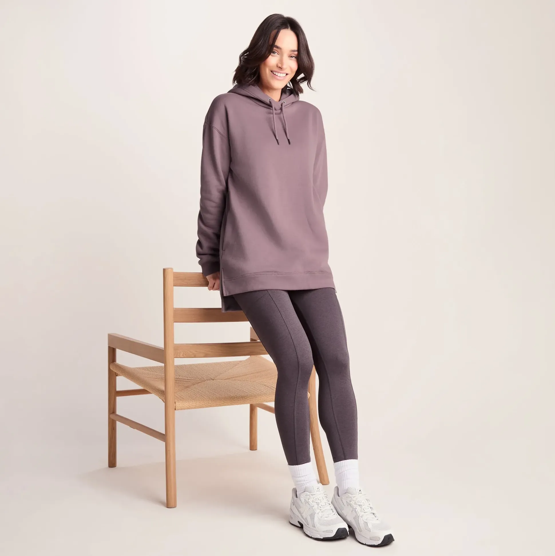 Betty Womens Longline Supersoft Hoody - Mauve