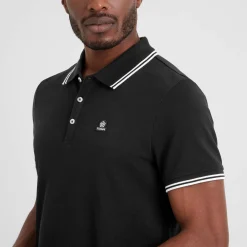 Biston Mens 100% Cotton Pique Polo Shirt - Black