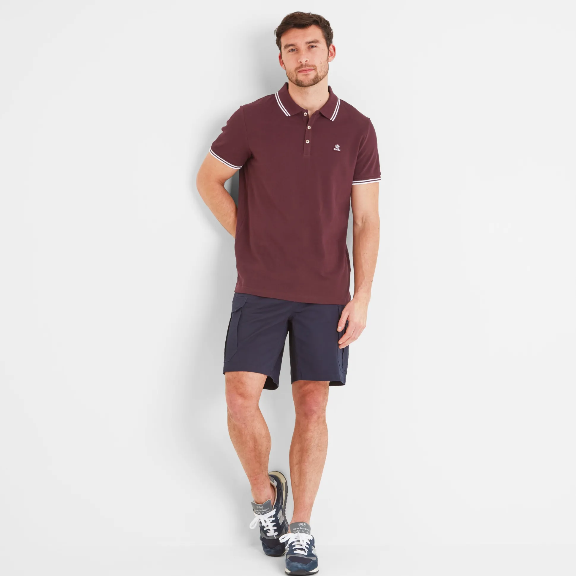Biston Mens 100% Cotton Pique Polo Shirt - Deep Port