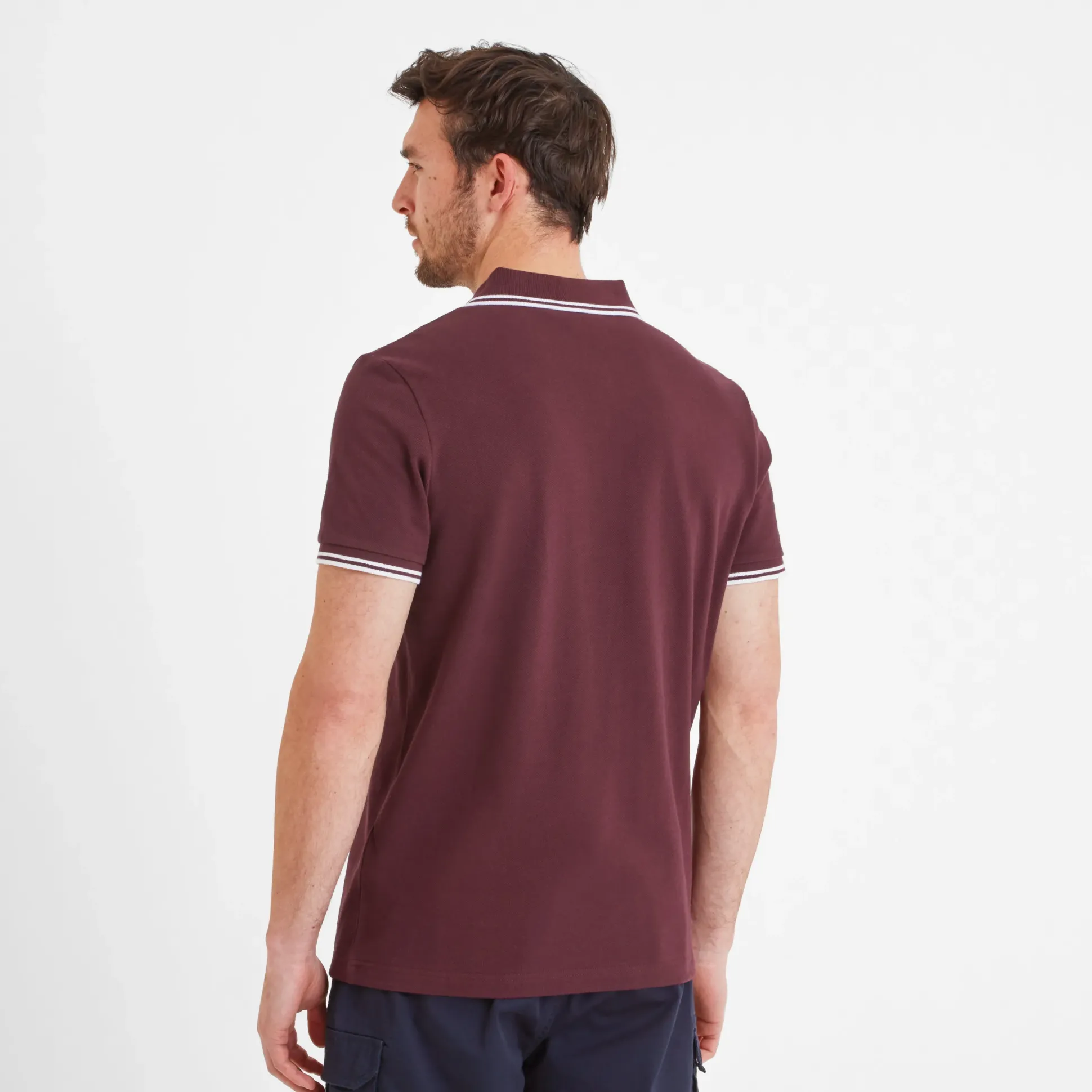 Biston Mens 100% Cotton Pique Polo Shirt - Deep Port