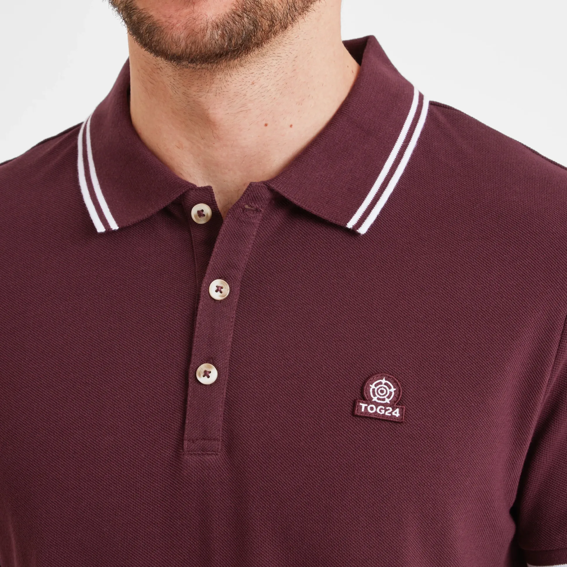 Biston Mens 100% Cotton Pique Polo Shirt - Deep Port
