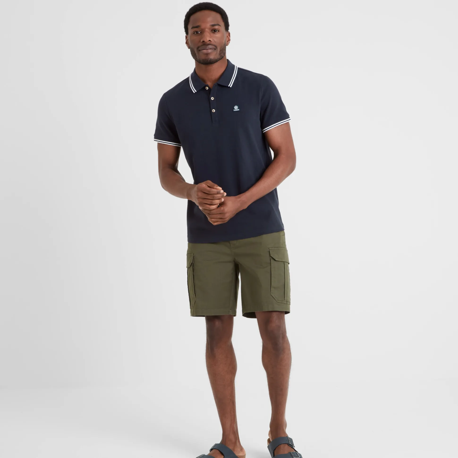 Biston Mens 100% Cotton Pique Polo Shirt - Dark Indigo