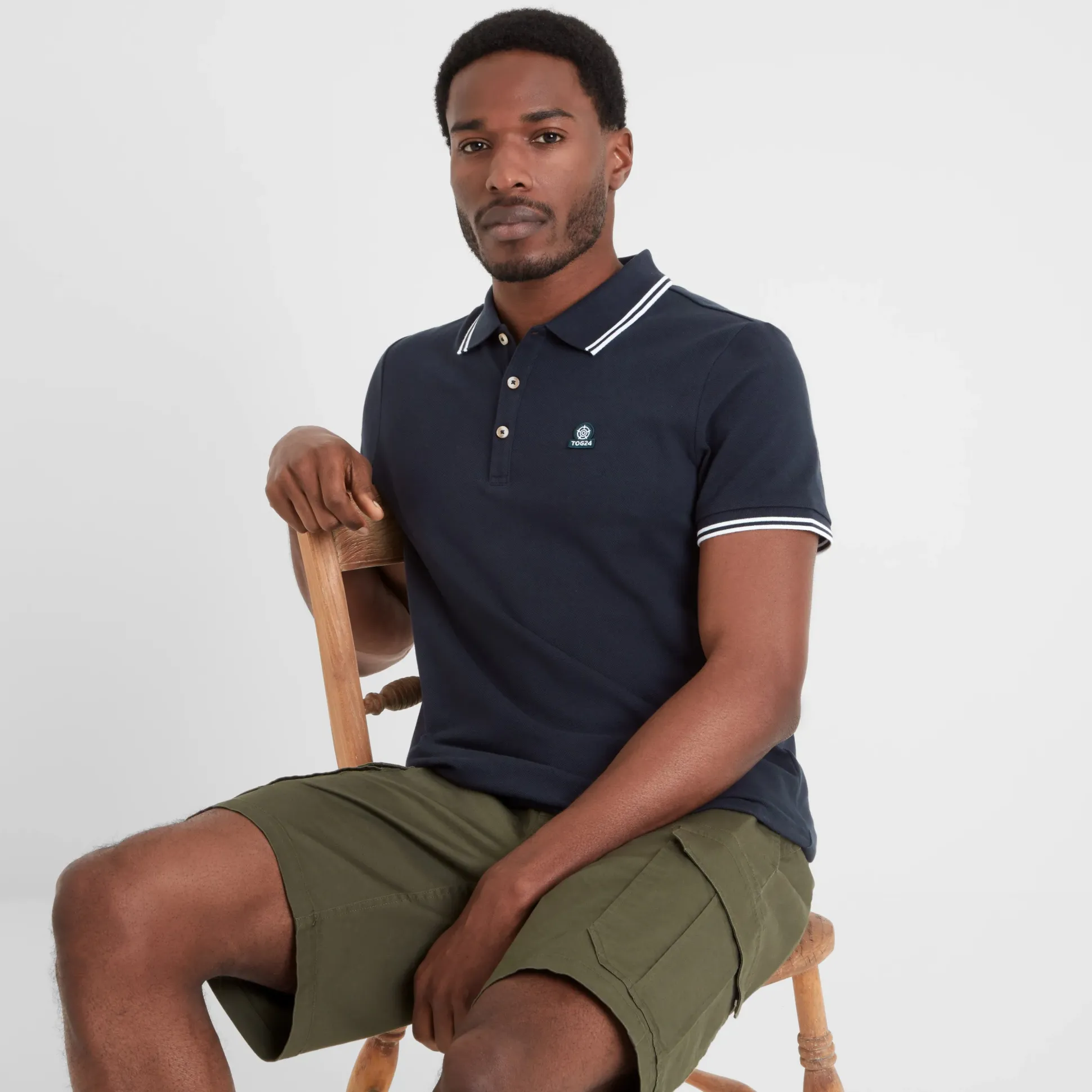 Biston Mens 100% Cotton Pique Polo Shirt - Dark Indigo