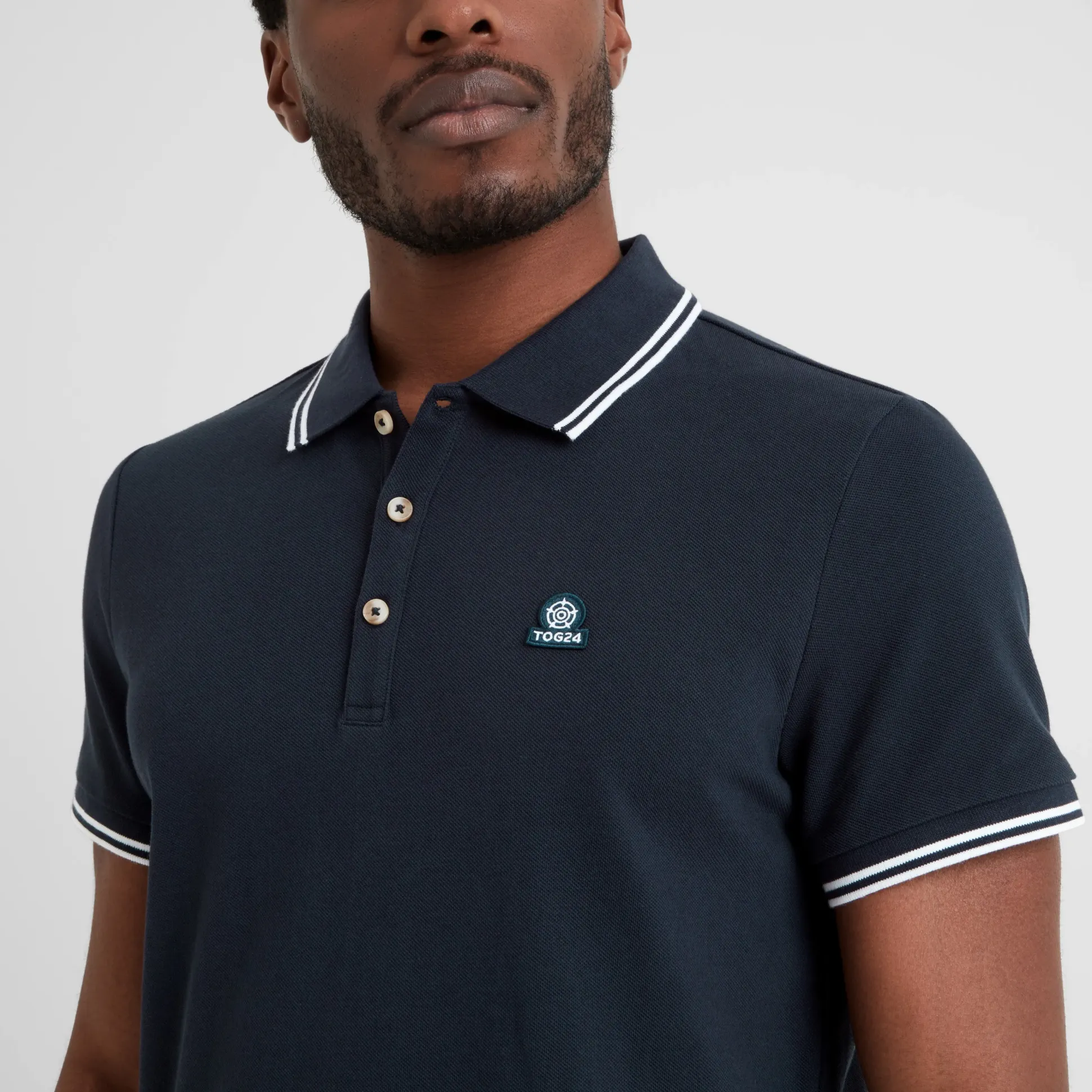 Biston Mens 100% Cotton Pique Polo Shirt - Dark Indigo