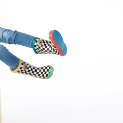 Border Kids Shaun the Sheep Wellies - Black White Checkerboard