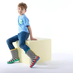 Border Kids Shaun the Sheep Wellies - Black White Checkerboard