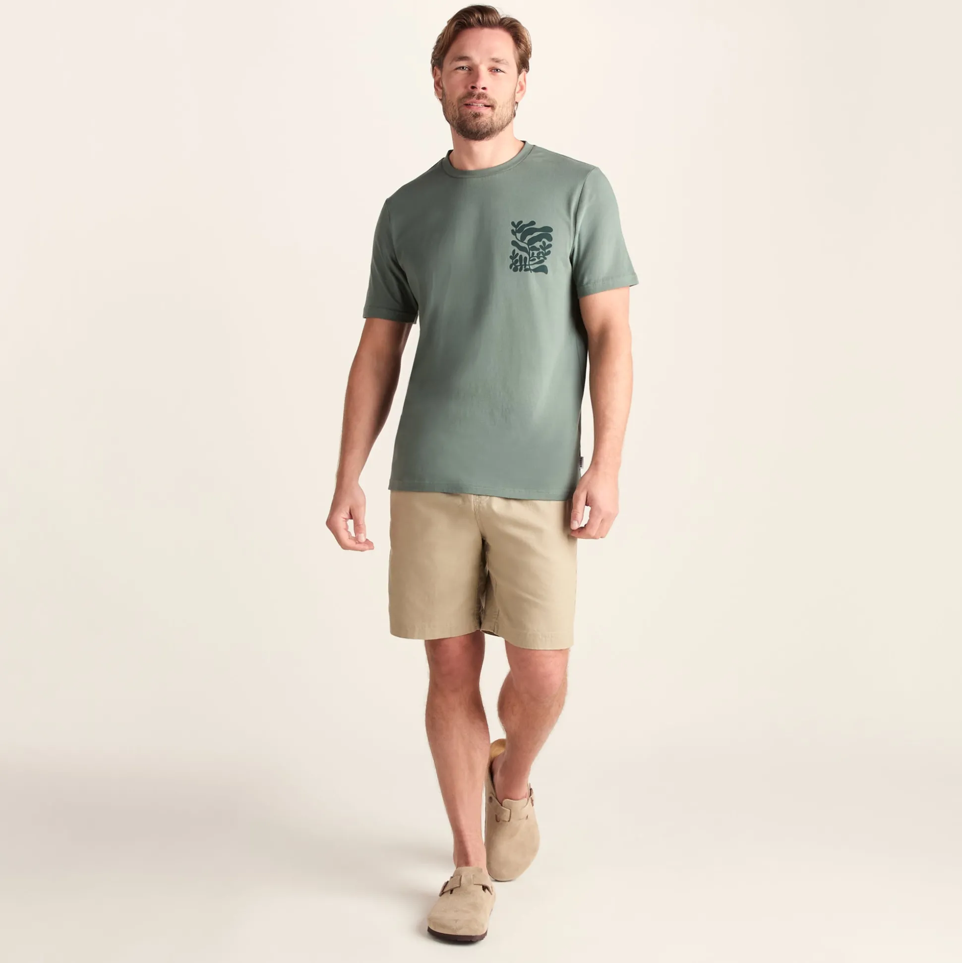 Botanical Mens Relaxed Fit Supersoft T-shirt - Light Forest
