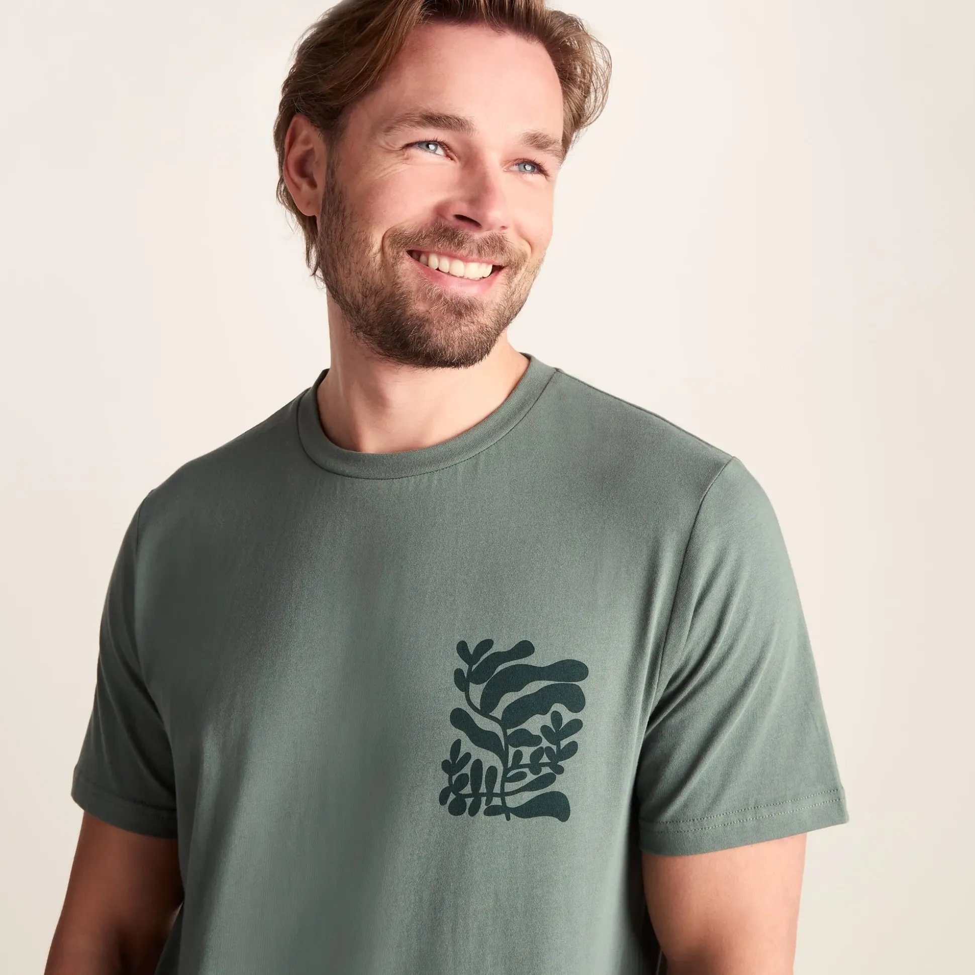 Botanical Mens Relaxed Fit Supersoft T-shirt - Light Forest