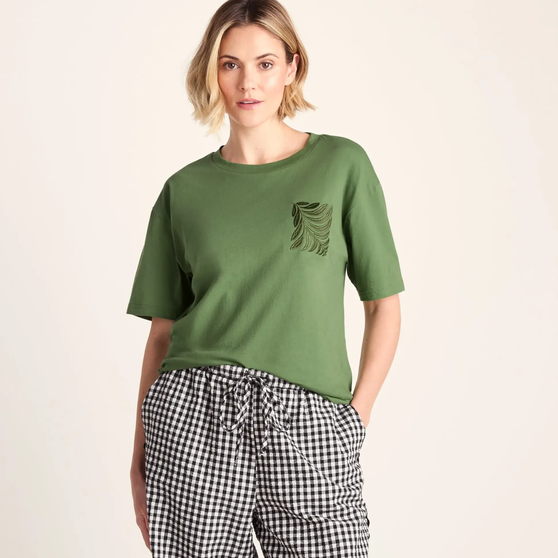 Botanical Womens Relaxed Fit Supersoft T-shirt - Dark Matcha