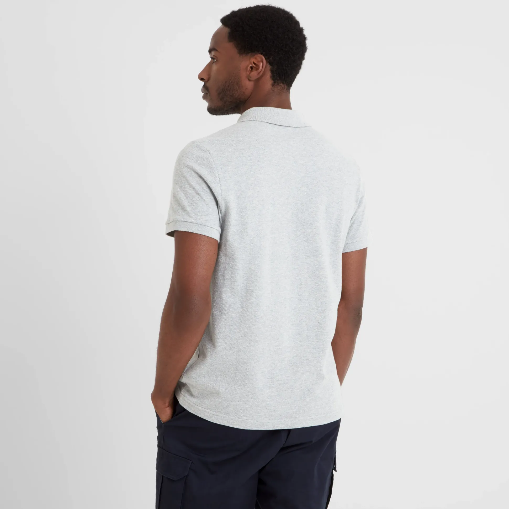 Braunton Mens 100% Cotton Pique Polo Shirt - Light Grey Marl