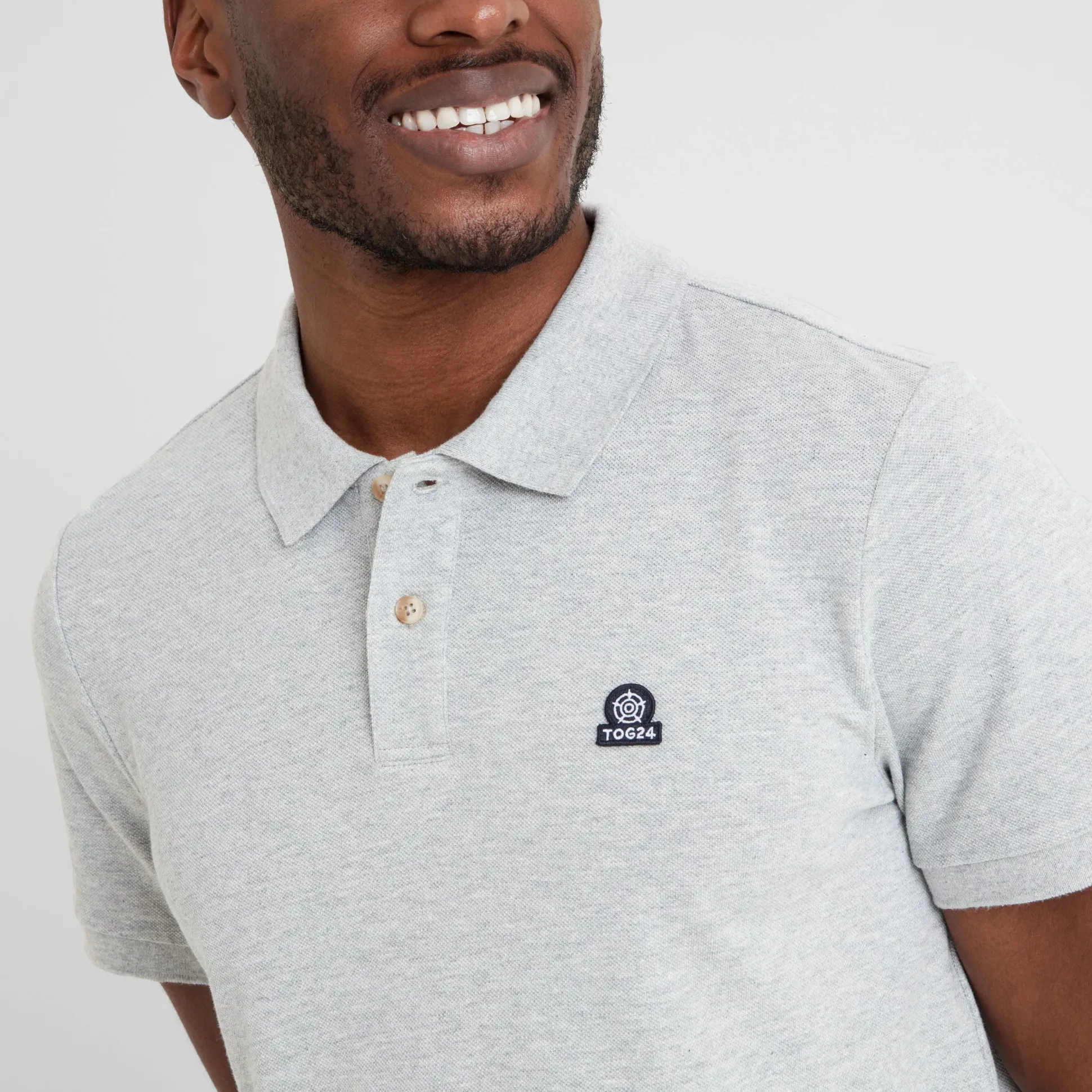 Braunton Mens 100% Cotton Pique Polo Shirt - Light Grey Marl