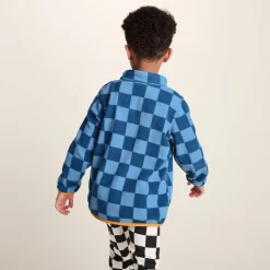 Brecknock Kids Shaun the Sheep Fleece Zip Neck - Bluebell/Night Blue Checkerboard